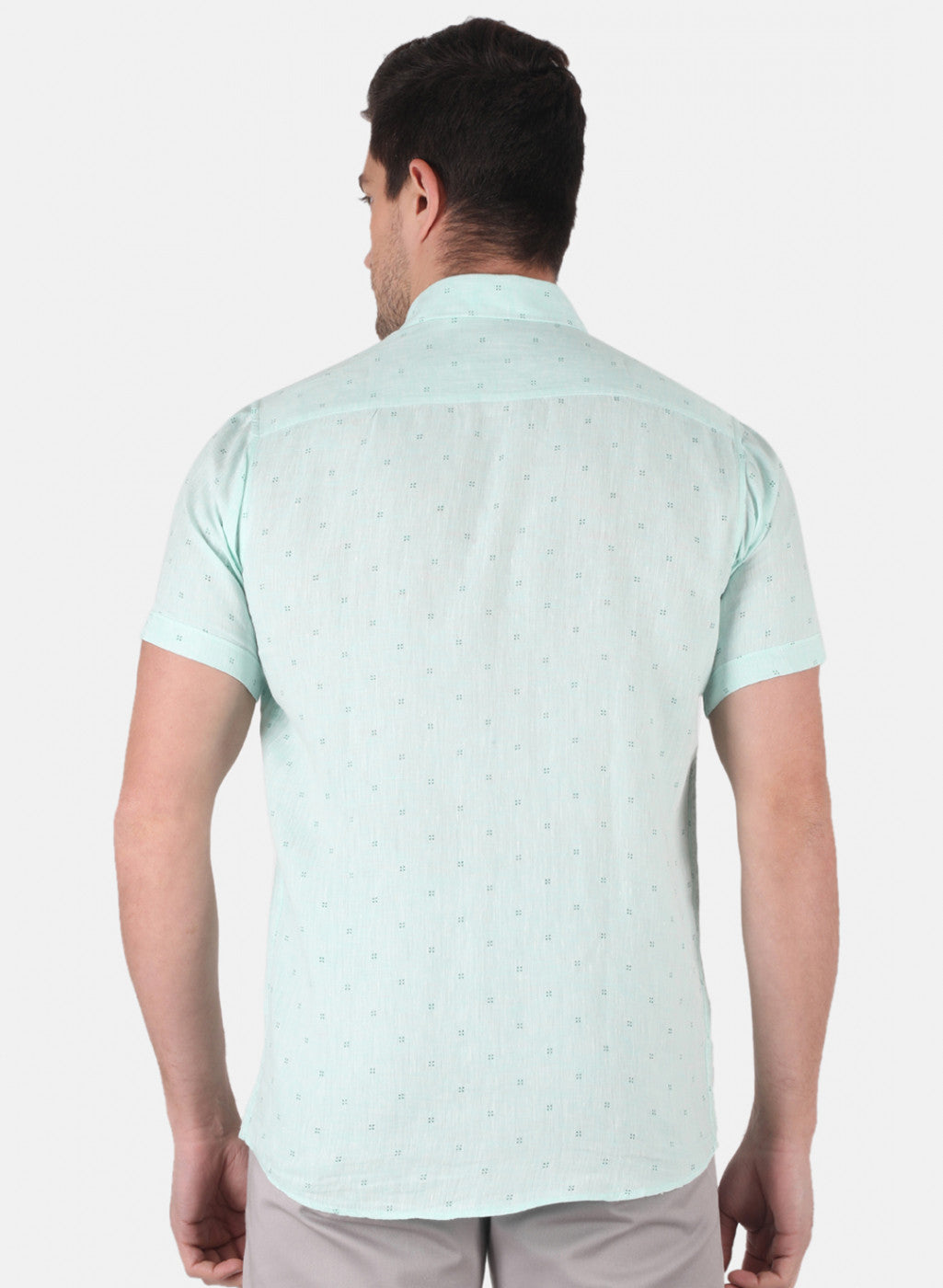 Men Aqua Blue Printed Shirt