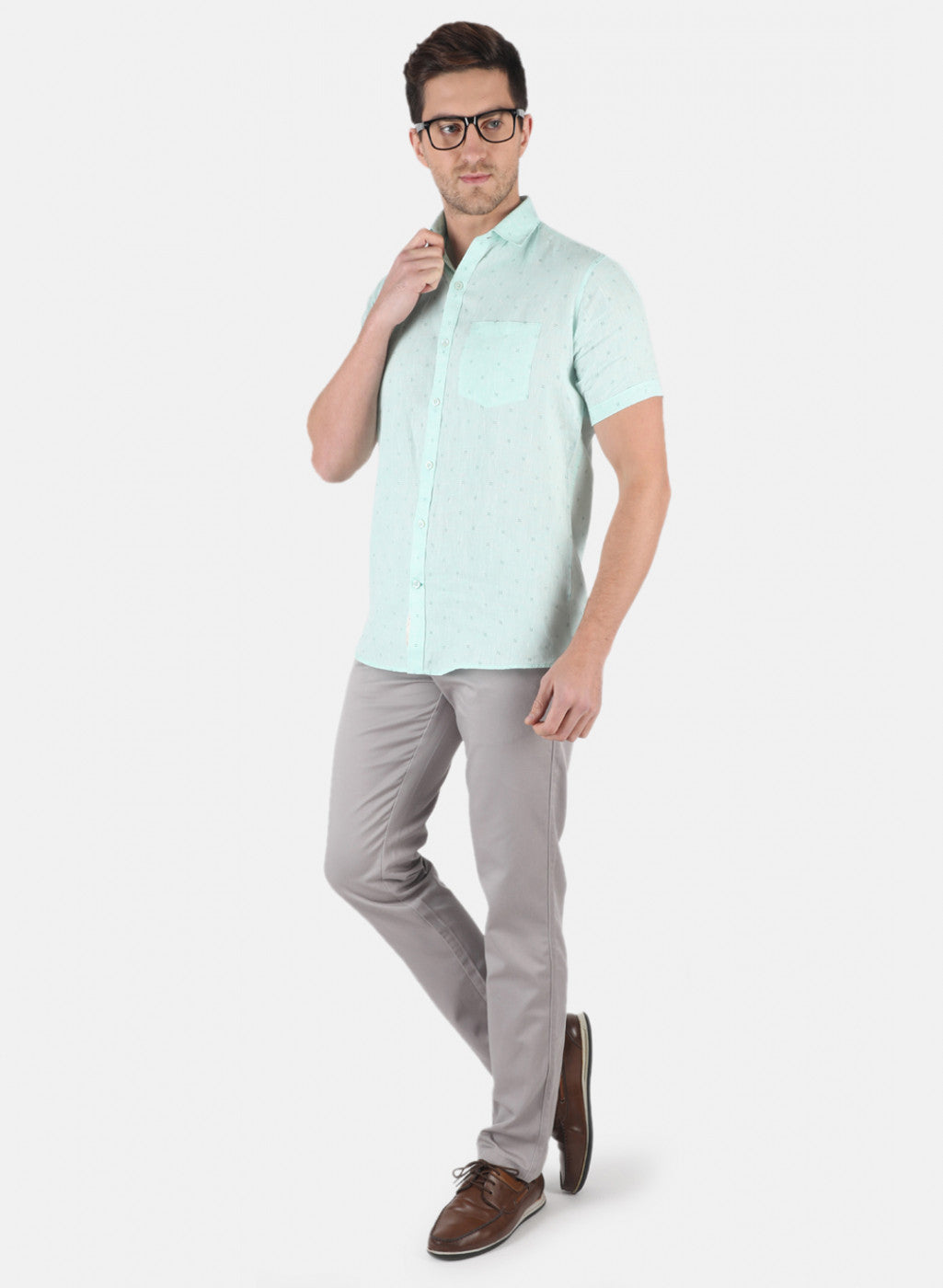 Men Aqua Blue Printed Shirt