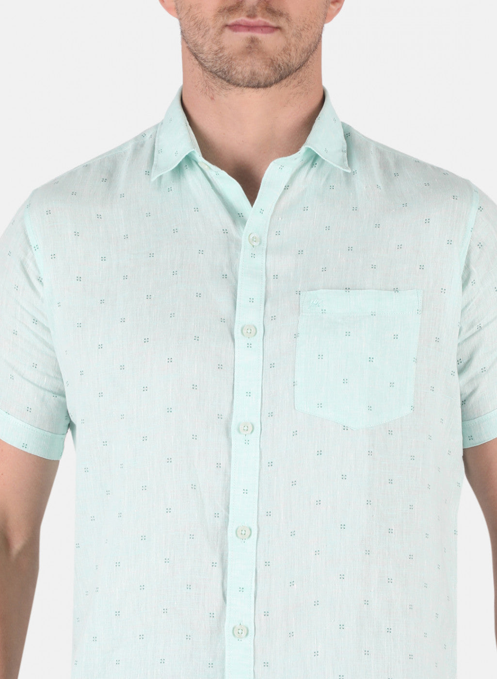 Men Aqua Blue Printed Shirt