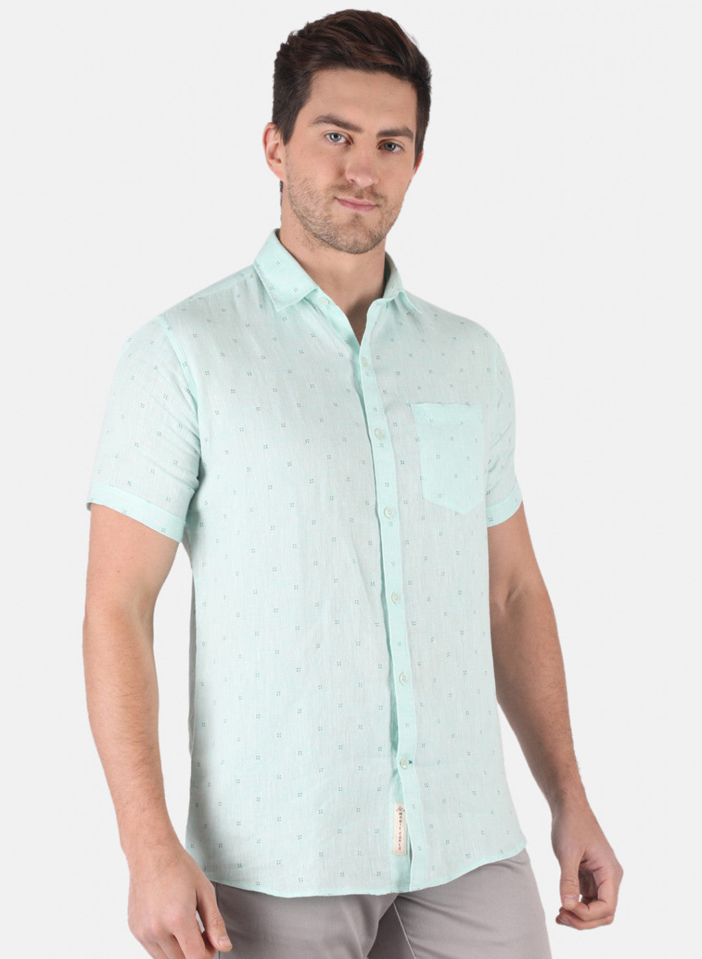 Men Aqua Blue Printed Shirt