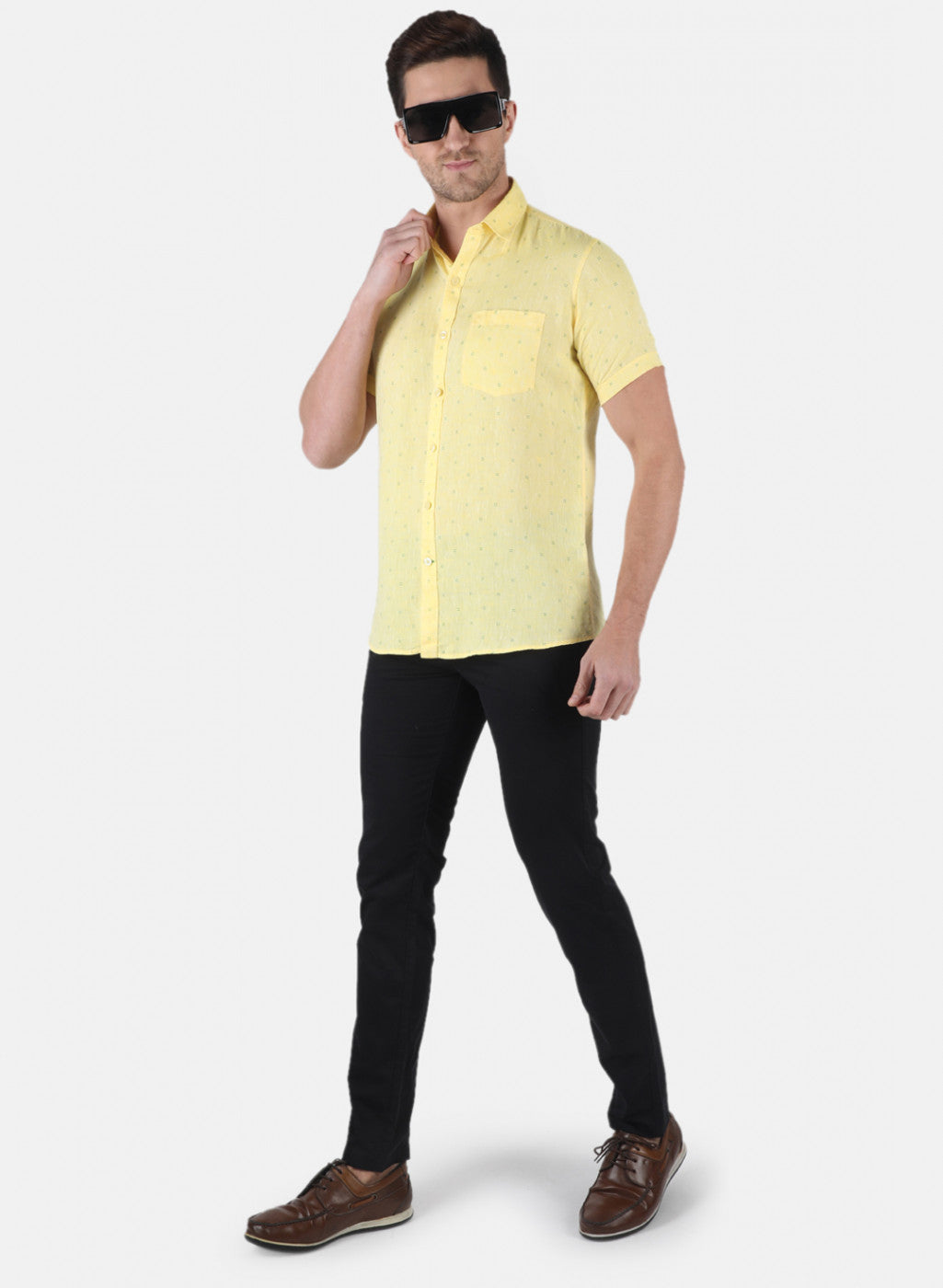 Men Yellow Printed Shirt