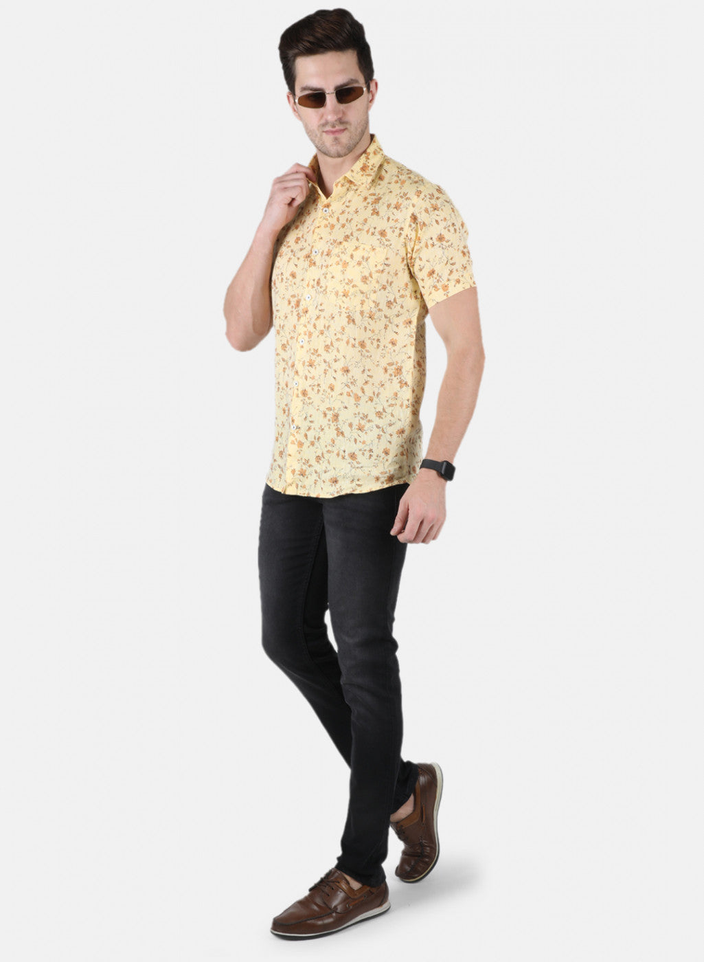 Men Yellow Printed Shirt