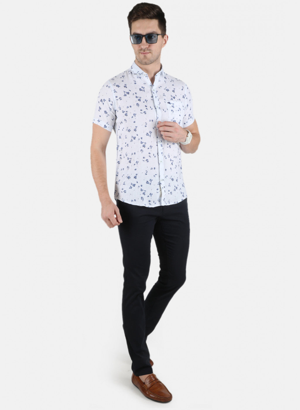 Men Blue Printed Shirt