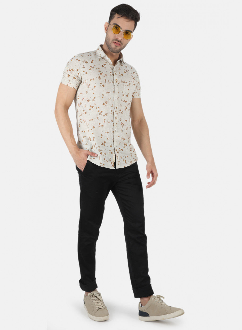 Men White Printed Shirt