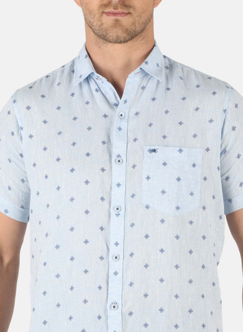 Men Blue Printed Shirt