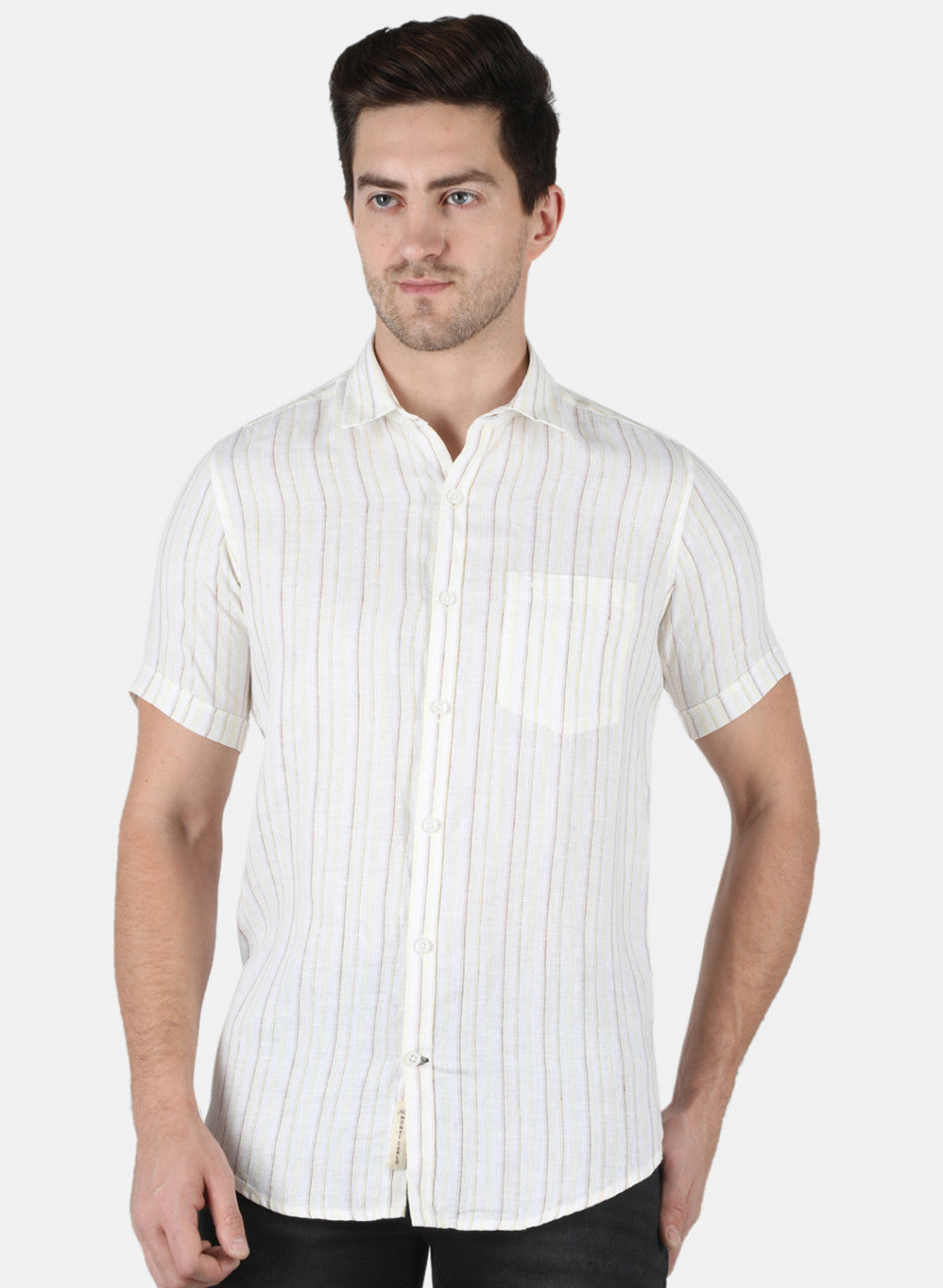 Men Yellow Stripe Shirt