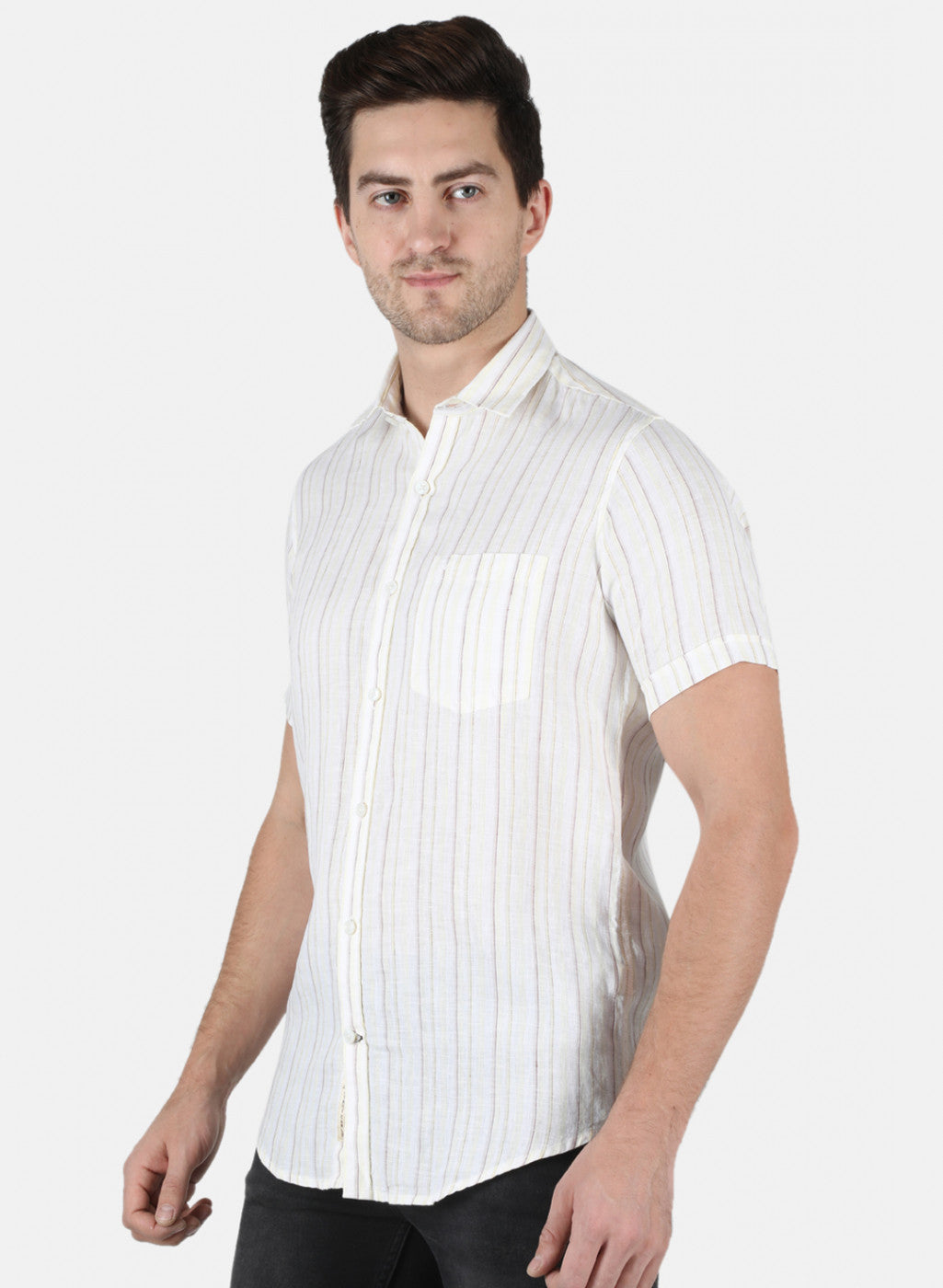 Men Yellow Stripe Shirt