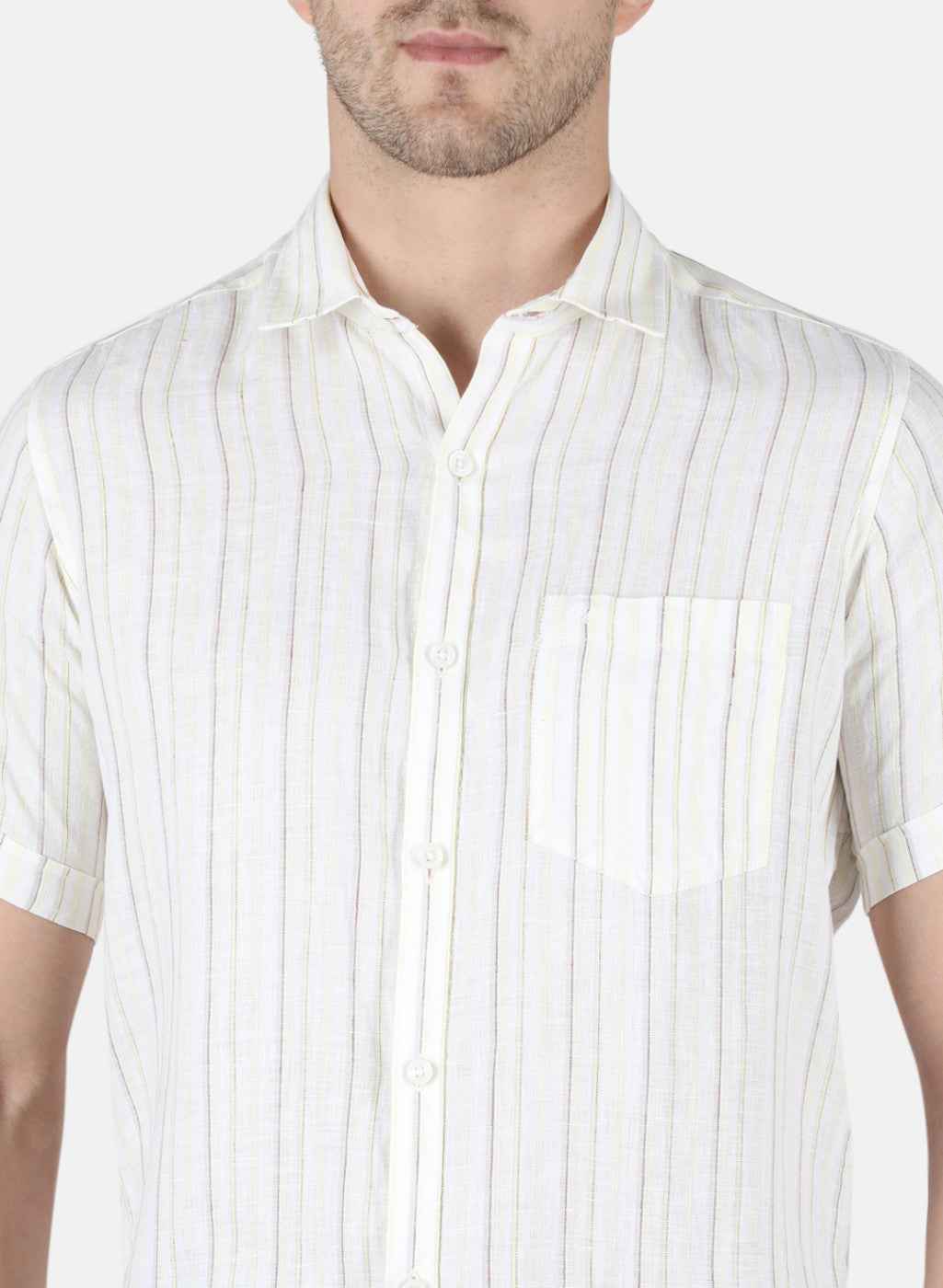 Men Yellow Stripe Shirt