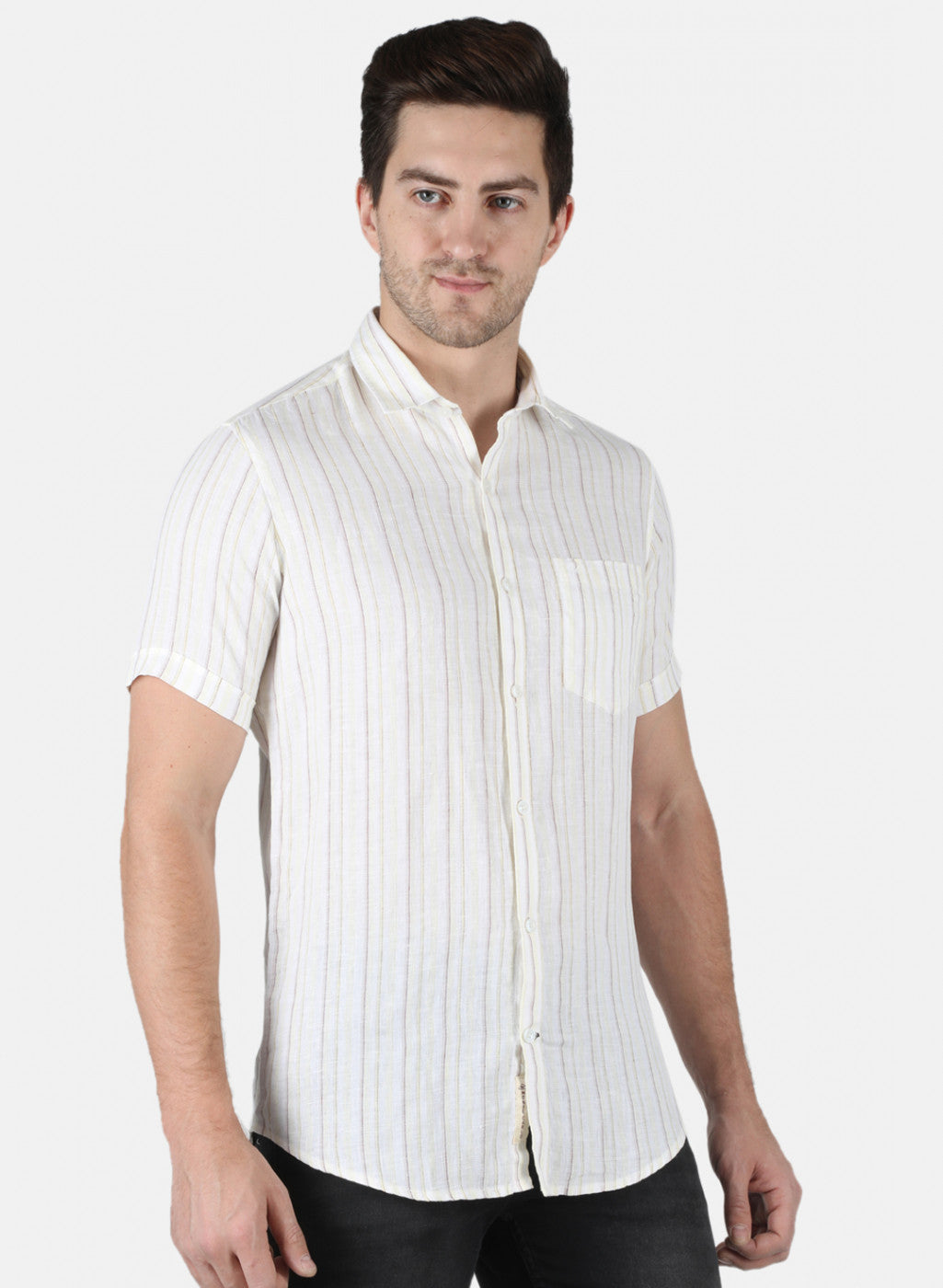 Men Yellow Stripe Shirt