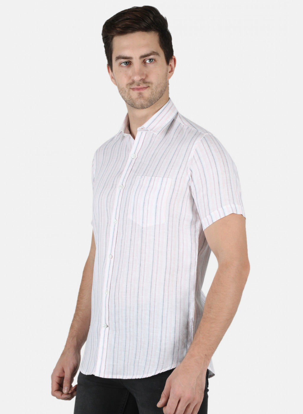 Men Pink Stripe Shirt