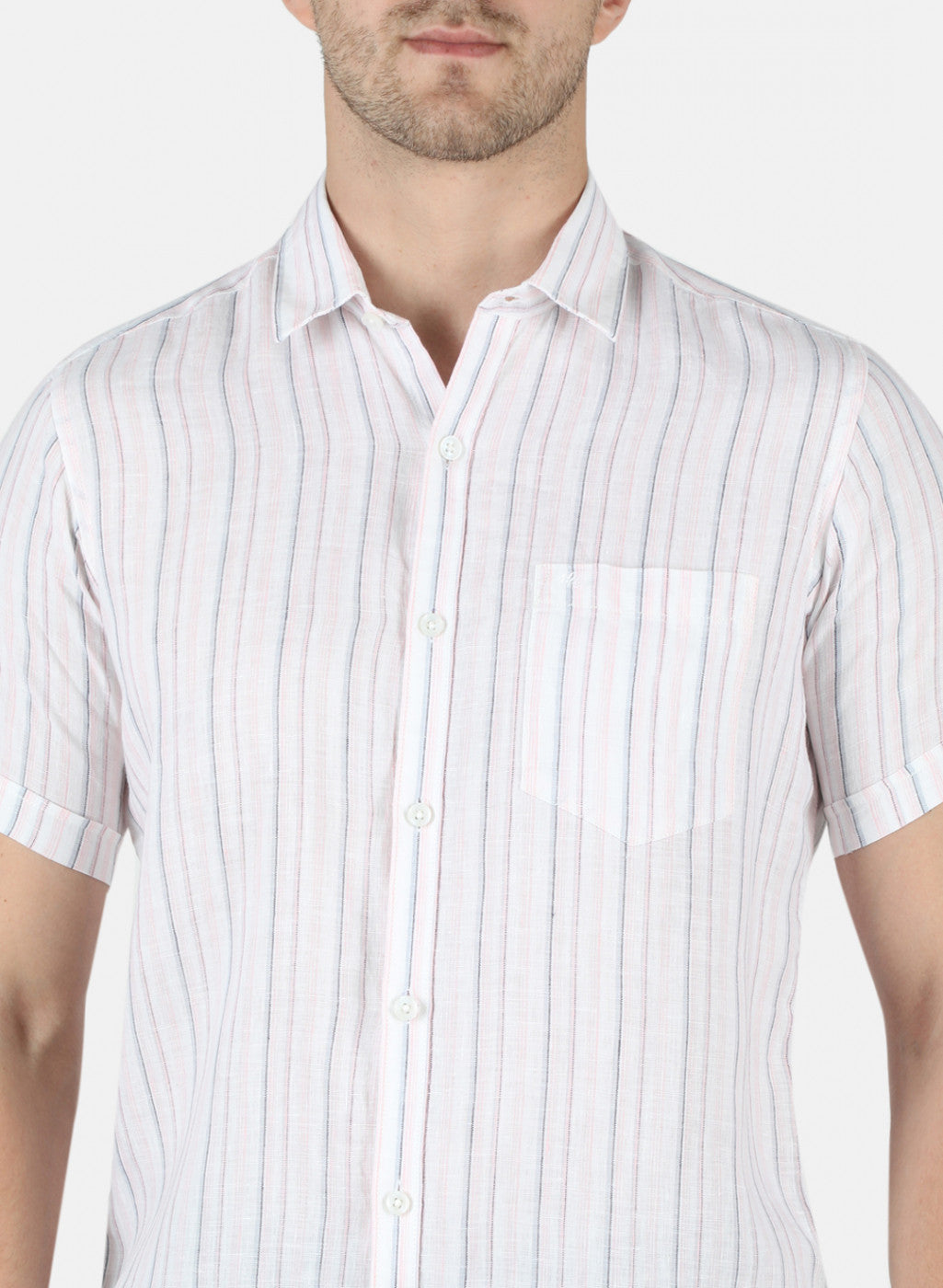 Men Pink Stripe Shirt