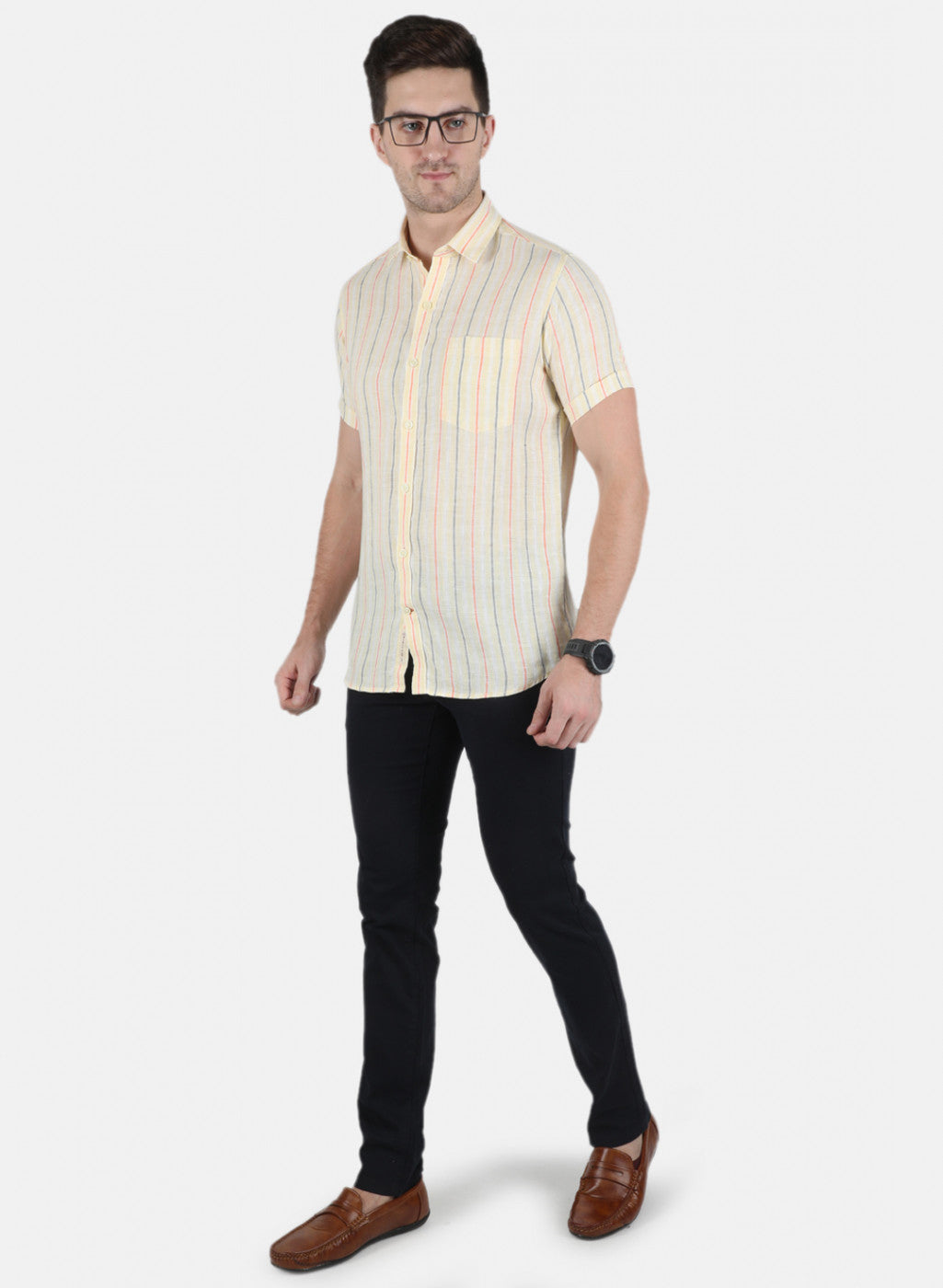 Men Yellow Stripe Shirt