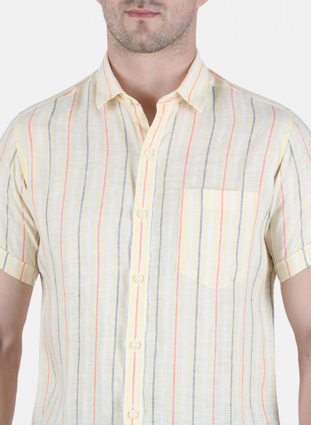 Men Yellow Stripe Shirt