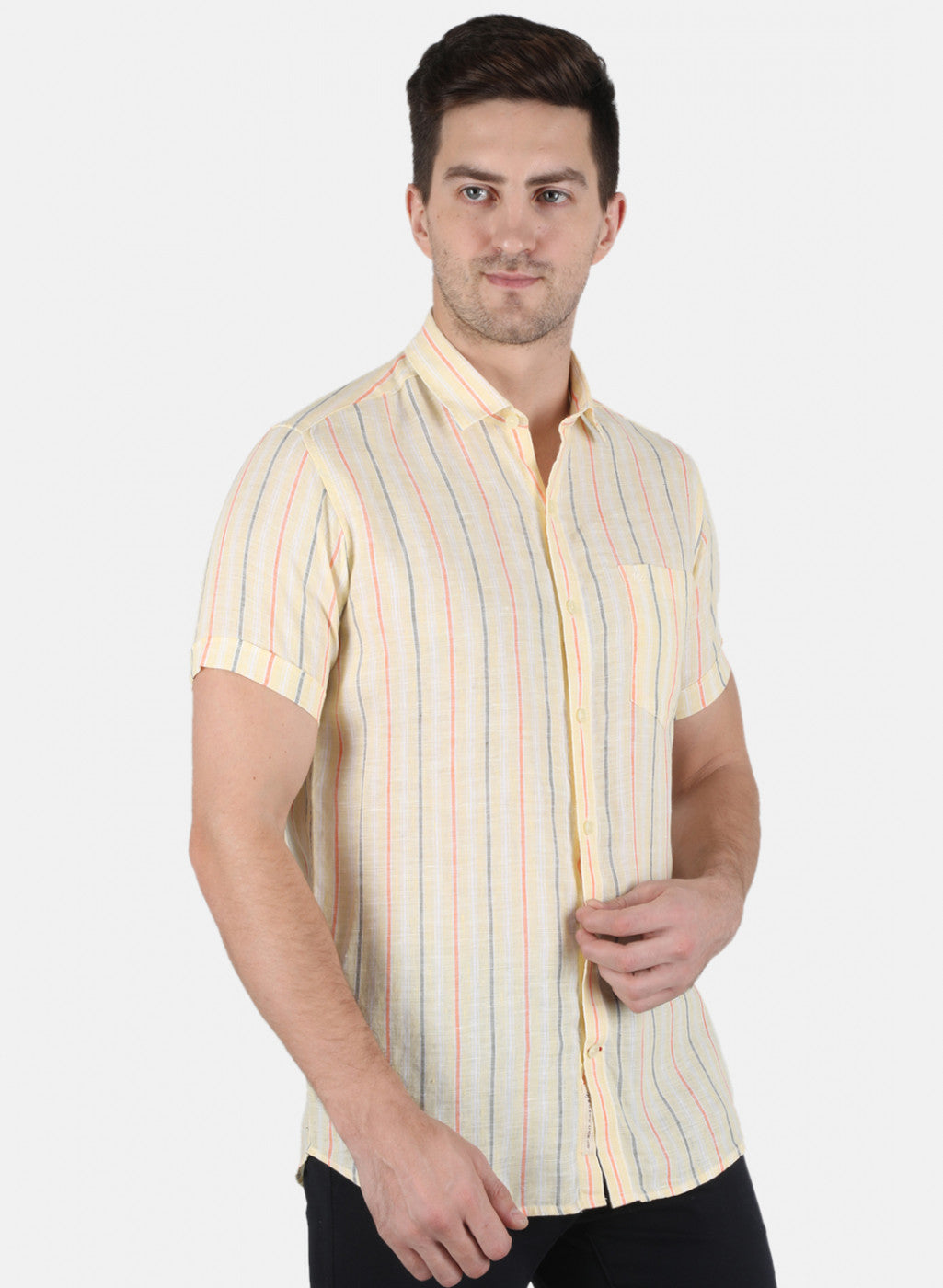 Men Yellow Stripe Shirt