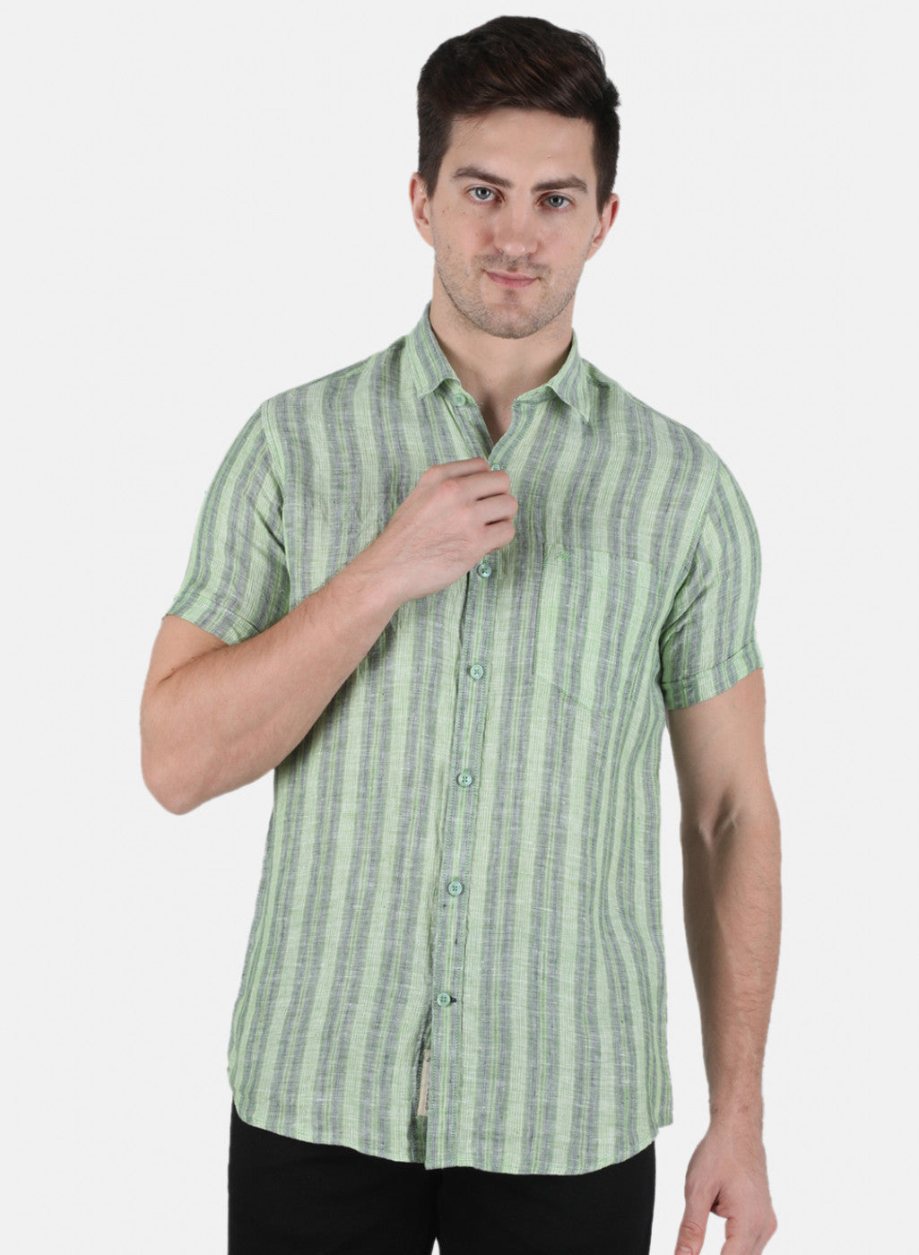 Men Green Stripe Shirt