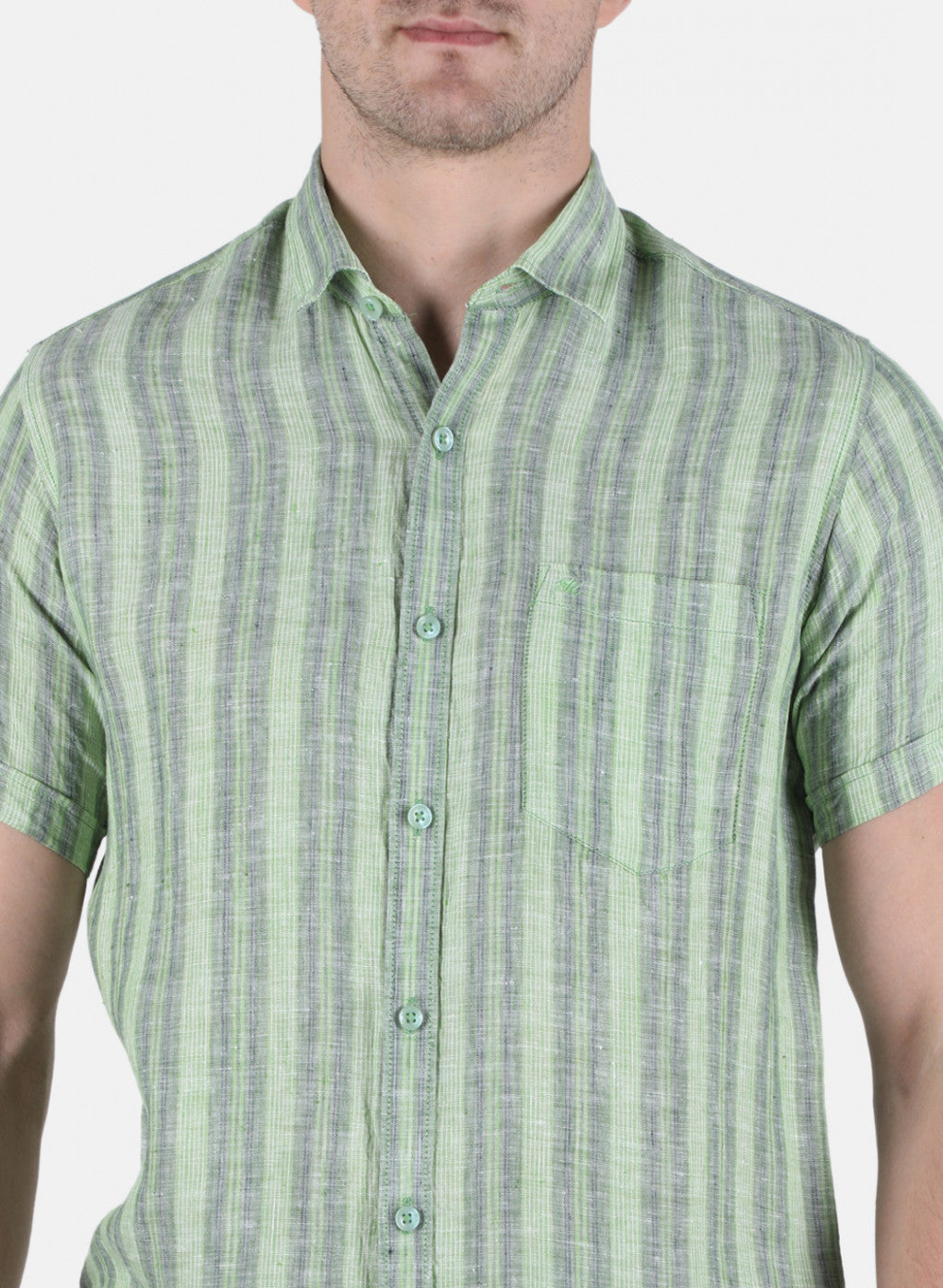 Men Green Stripe Shirt