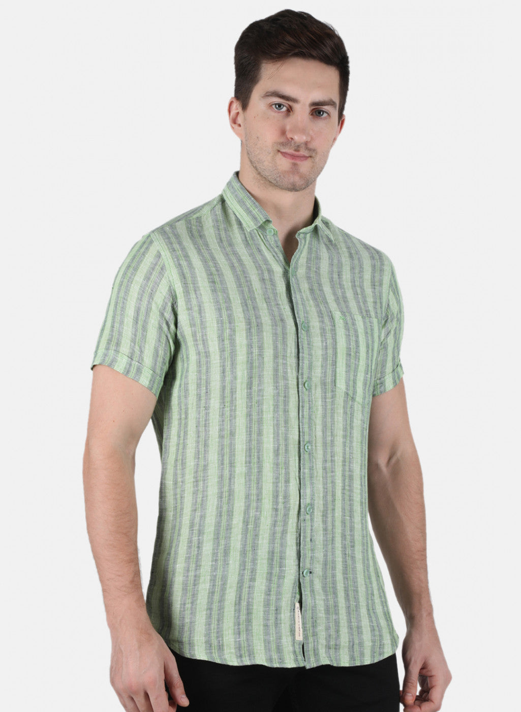 Men Green Stripe Shirt