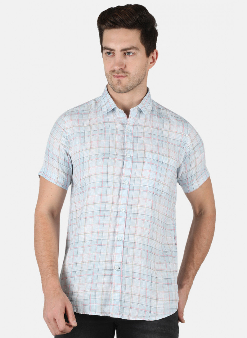 Men Blue Check Shirt