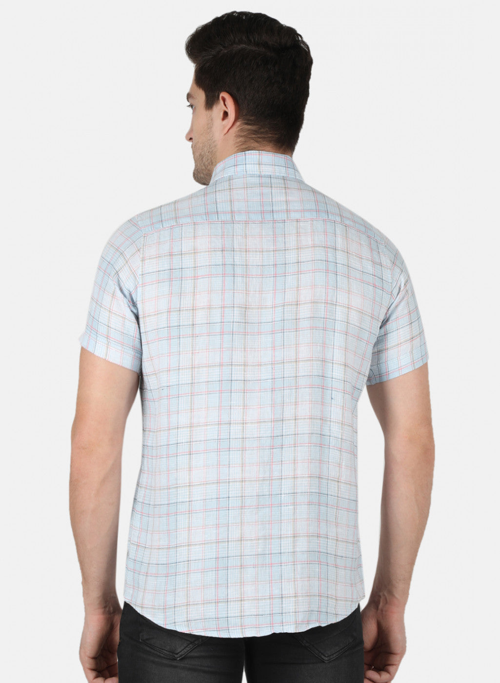 Men Blue Check Shirt