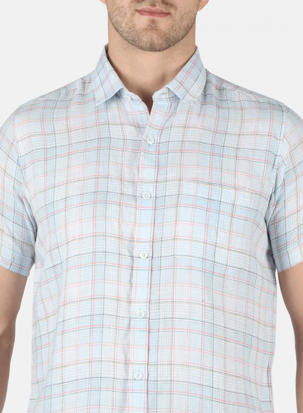 Men Blue Check Shirt