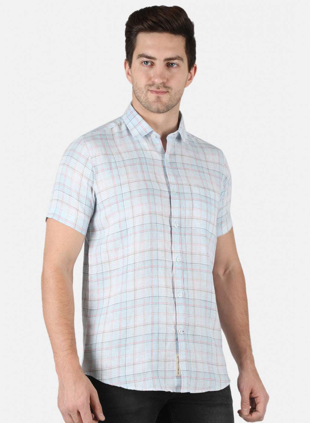 Men Blue Check Shirt