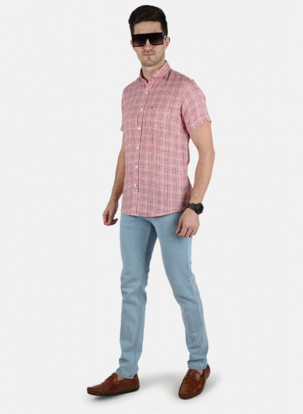 Men Red Check Shirt