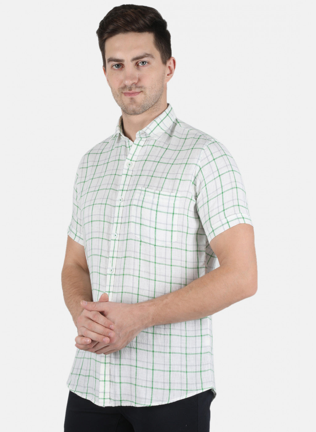 Men Green Check Shirt