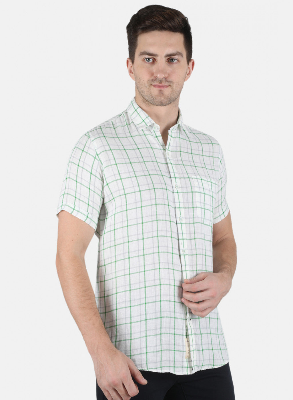 Men Green Check Shirt