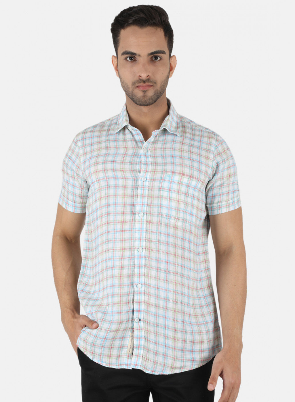 Men Blue Check Shirt