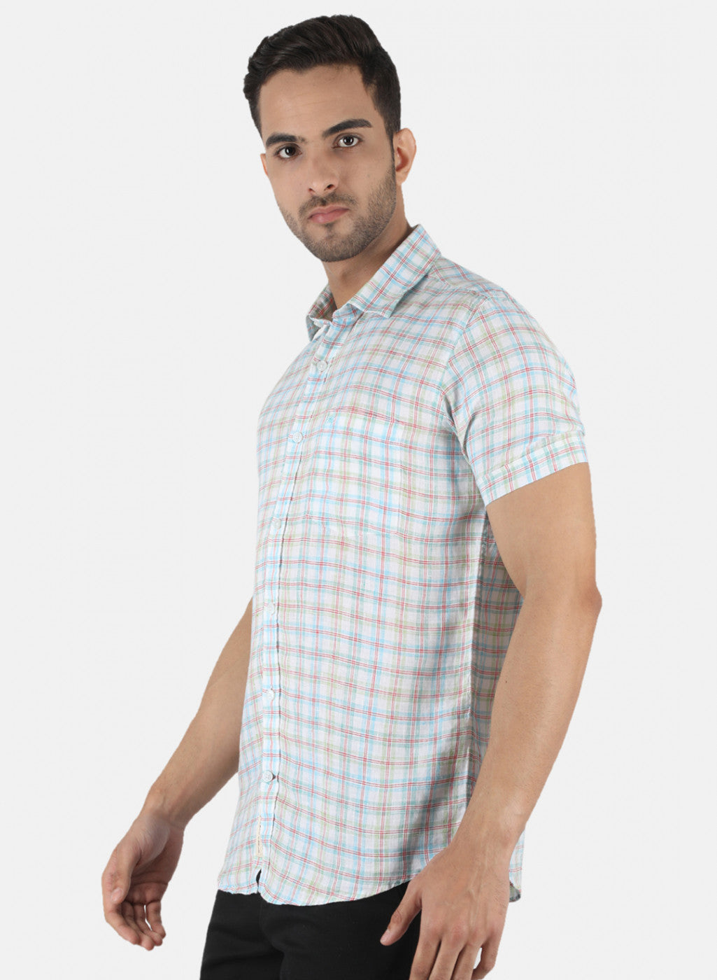 Men Blue Check Shirt