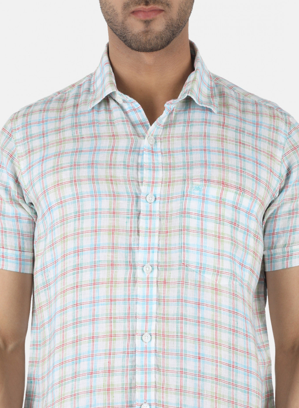 Men Blue Check Shirt