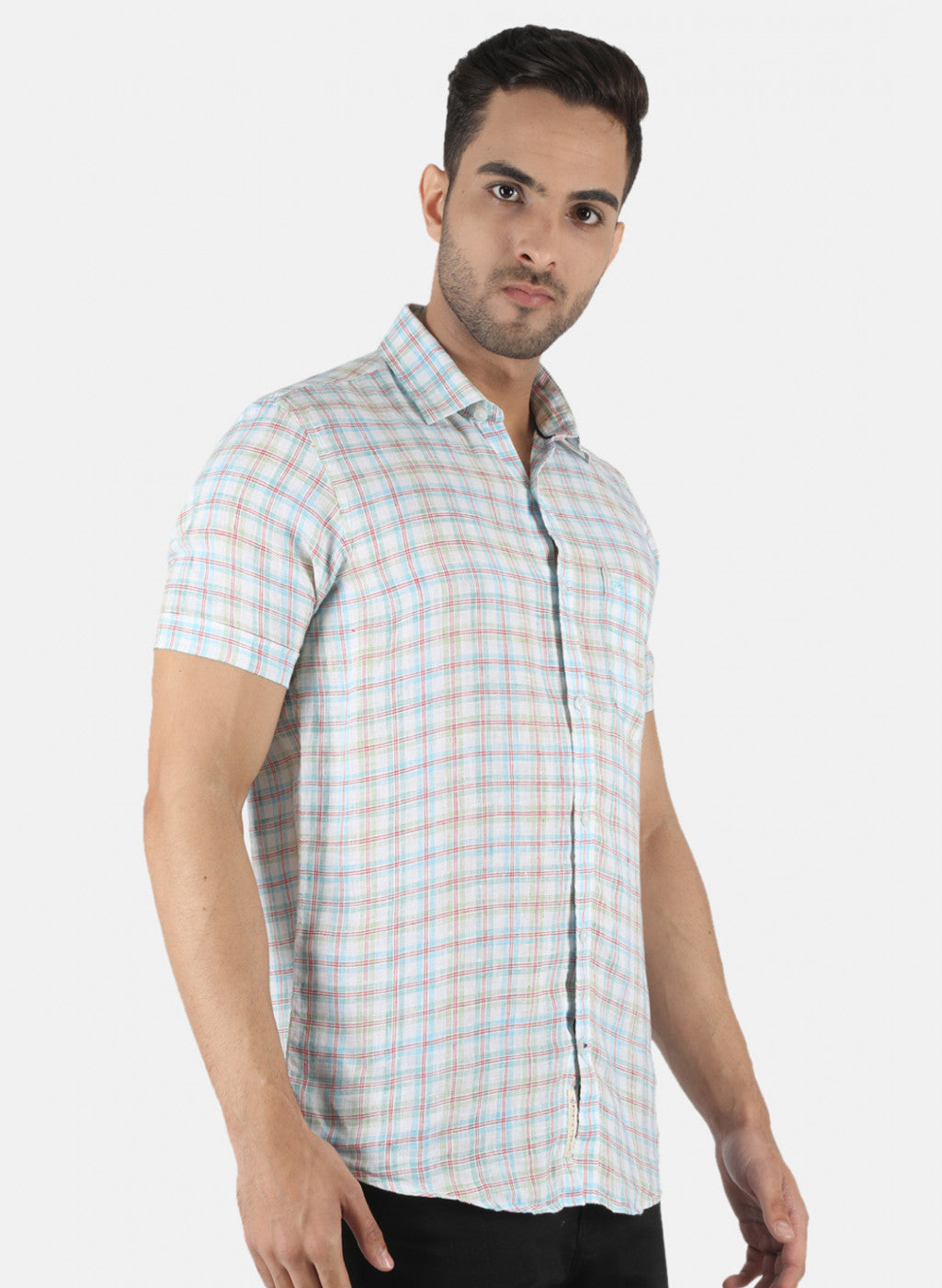 Men Blue Check Shirt