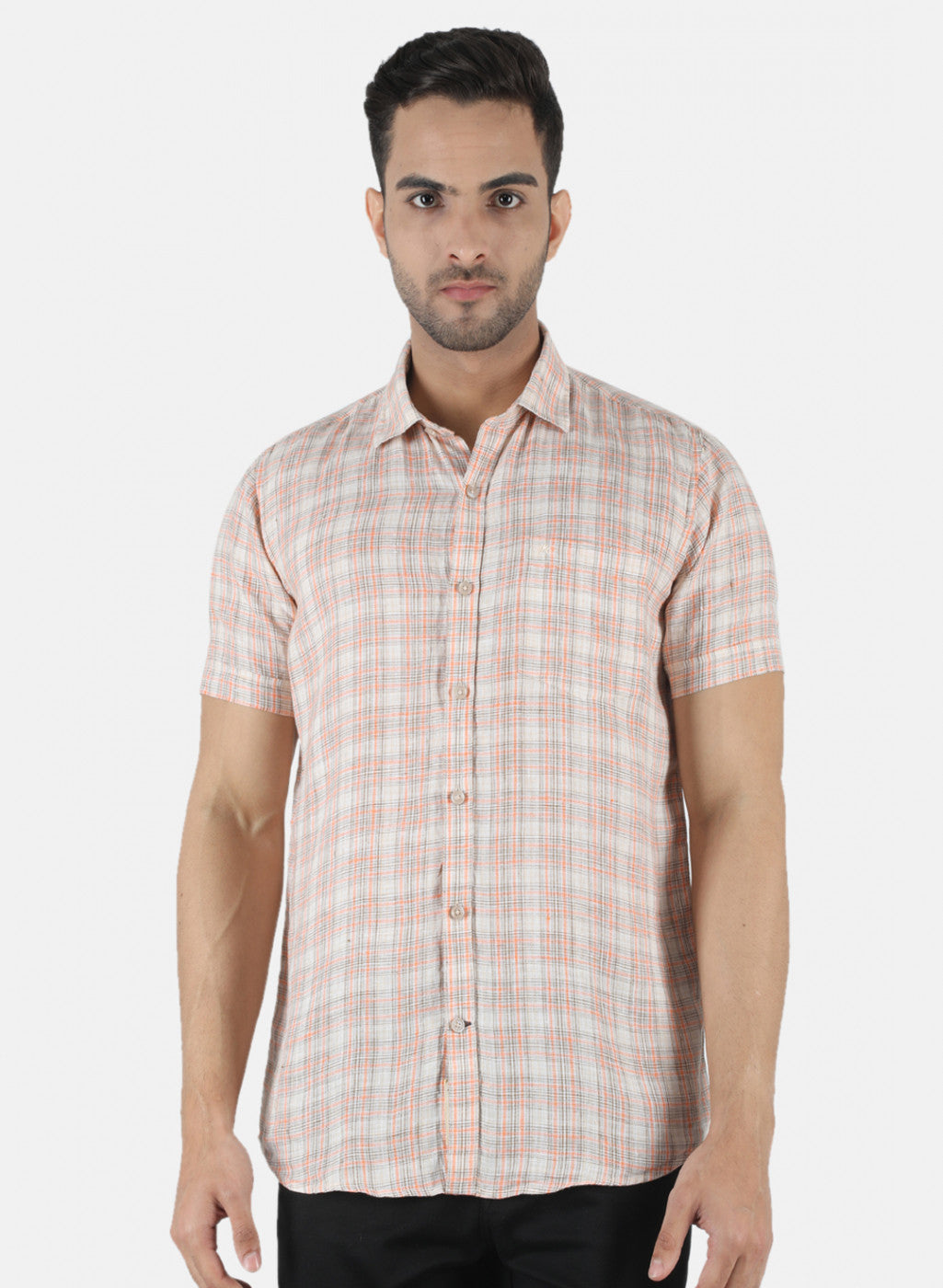 Men Beige Check Shirt