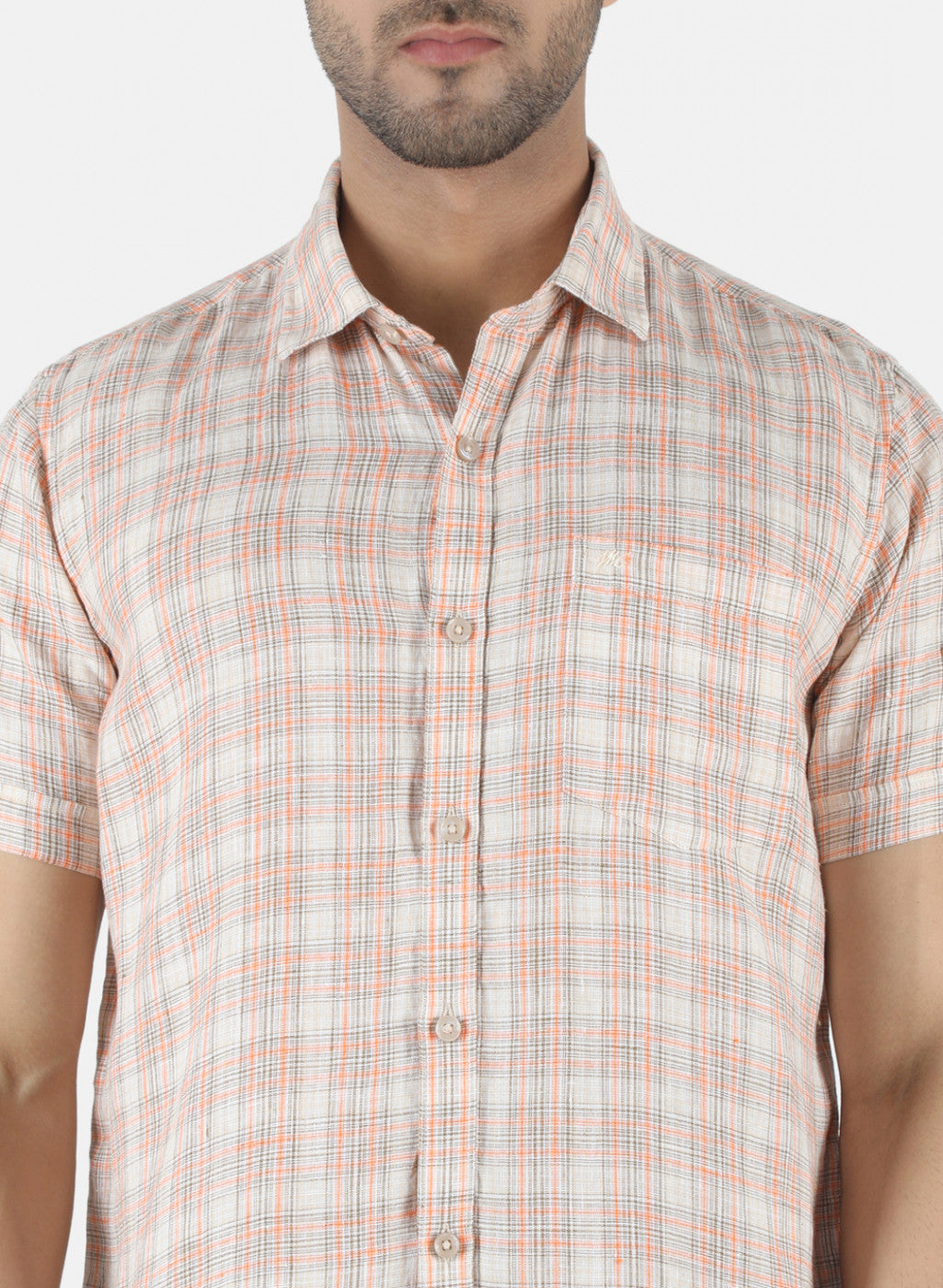 Men Beige Check Shirt