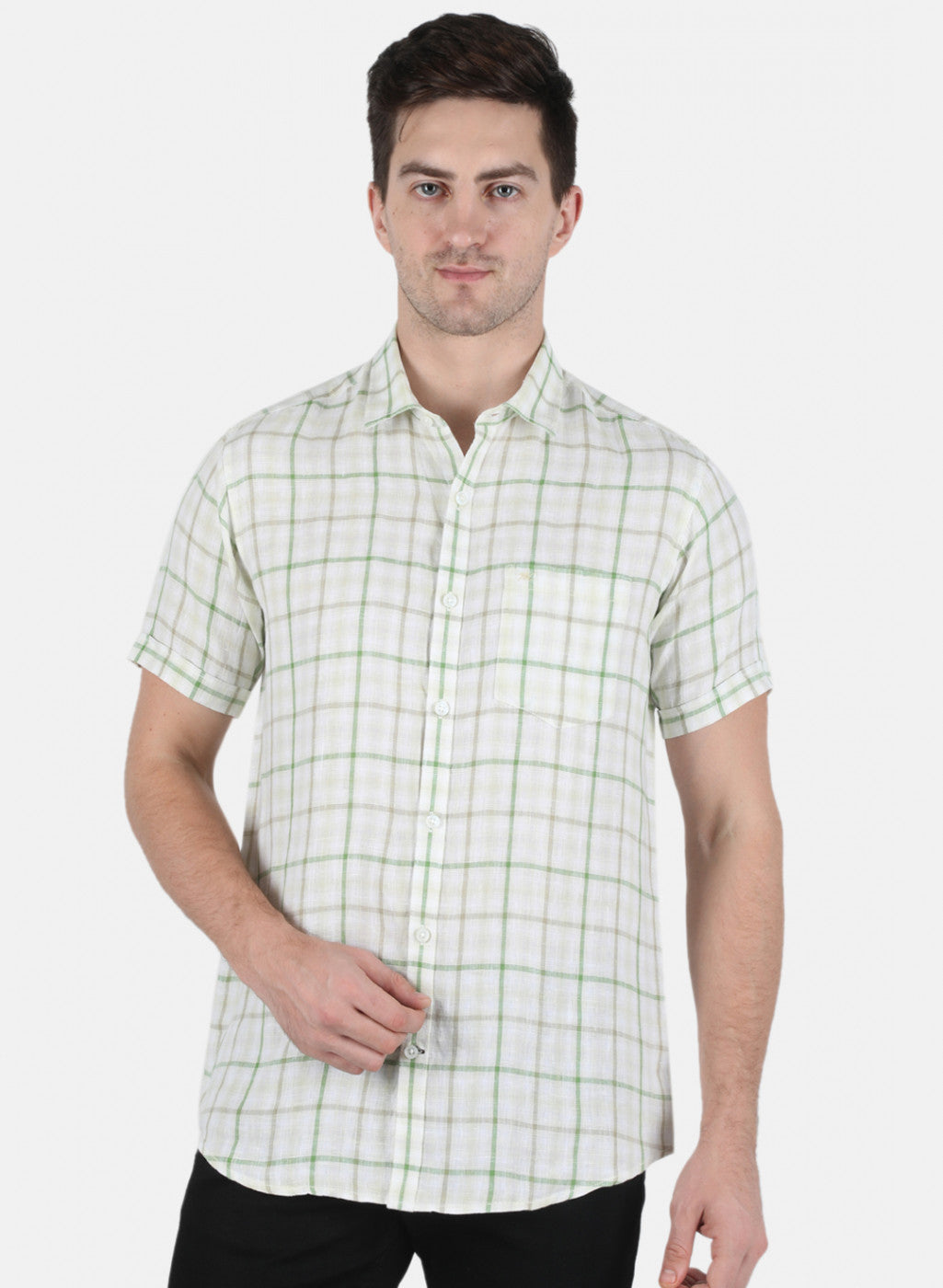 Men Green Check Shirt