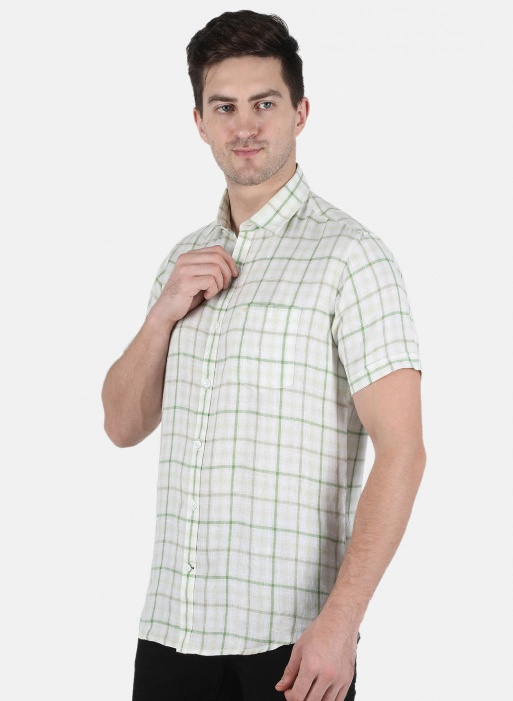 Men Green Check Shirt