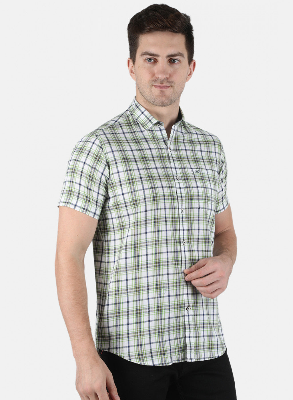 Men Green Check Shirt