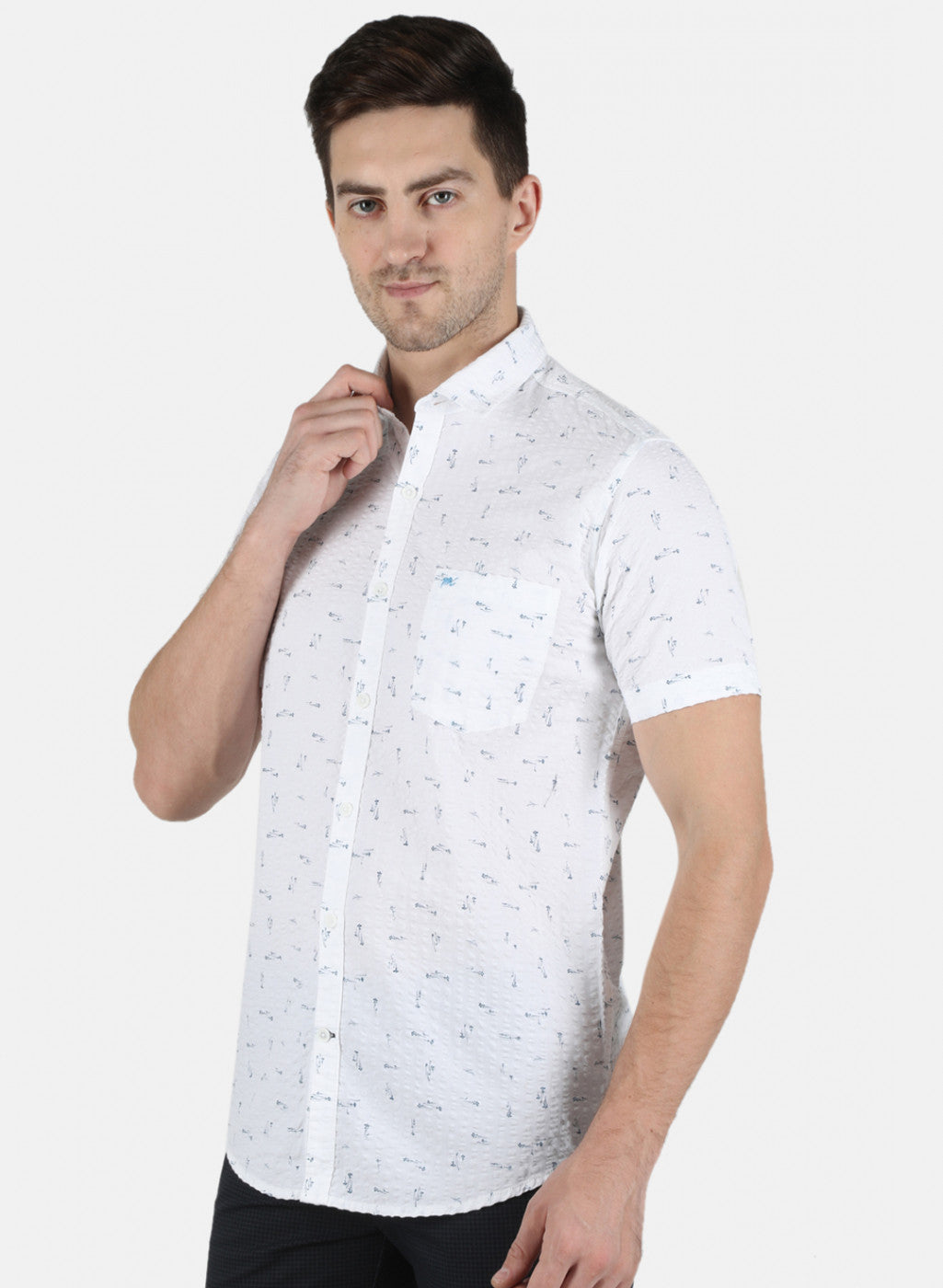 Men White Printed Shirt