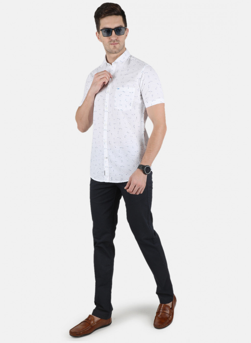 Men White Printed Shirt