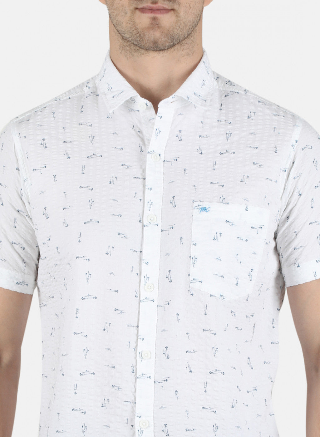 Men White Printed Shirt