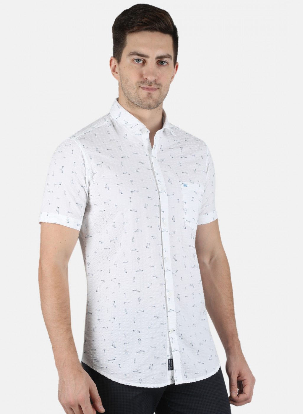 Men White Printed Shirt