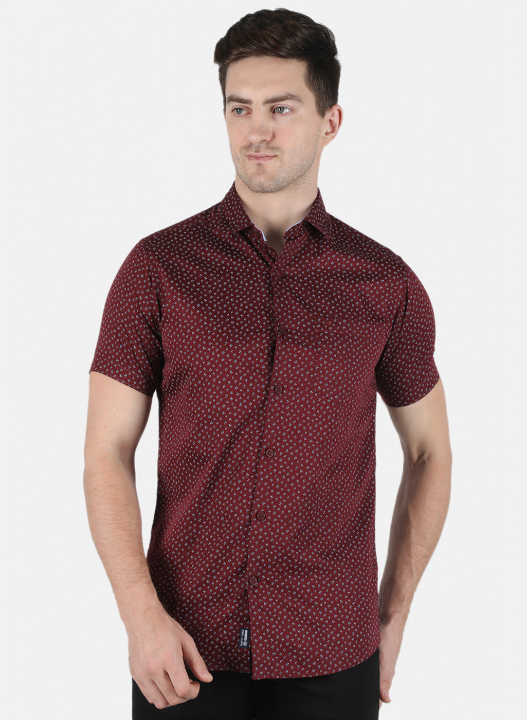 Men Maroon Printed Shirt