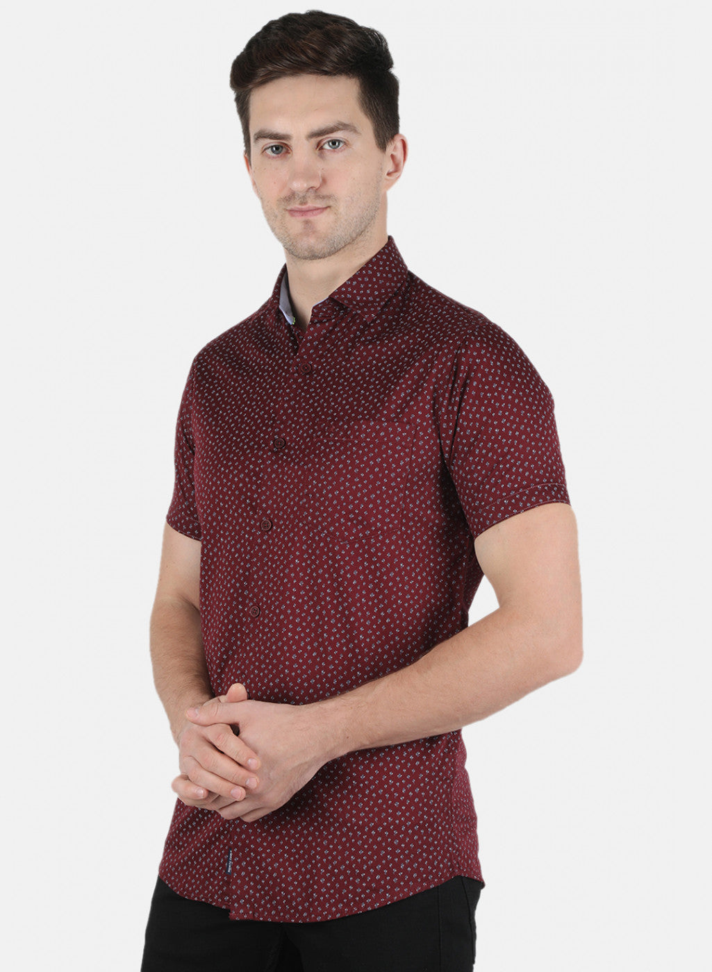 Men Maroon Printed Shirt