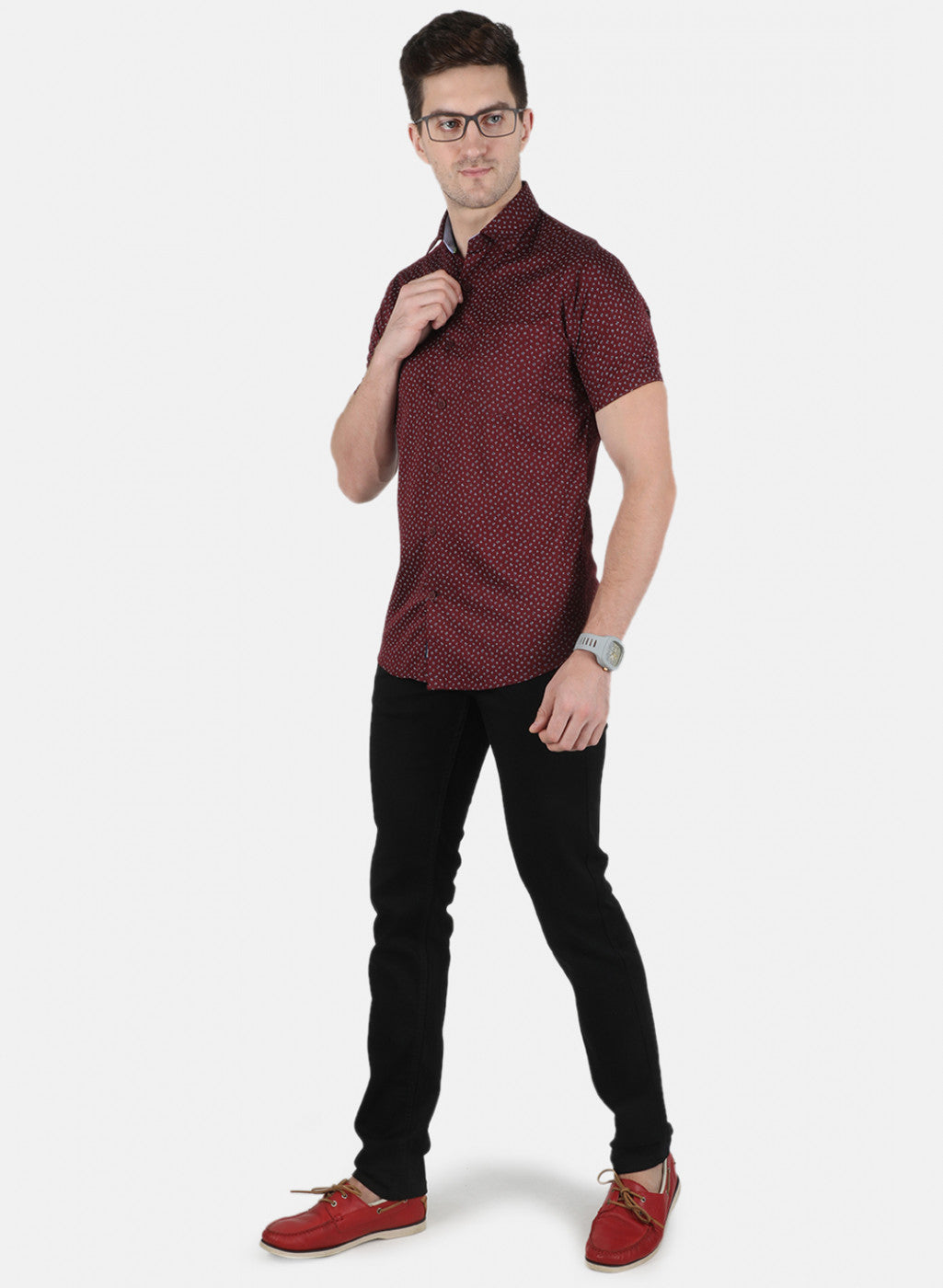 Men Maroon Printed Shirt