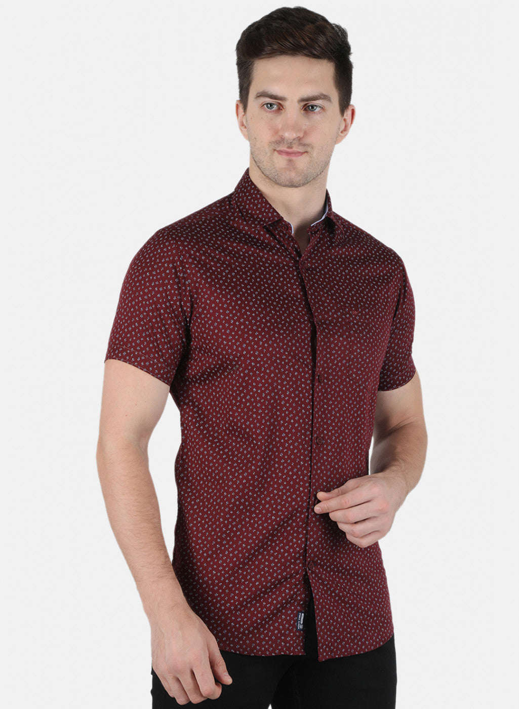 Men Maroon Printed Shirt