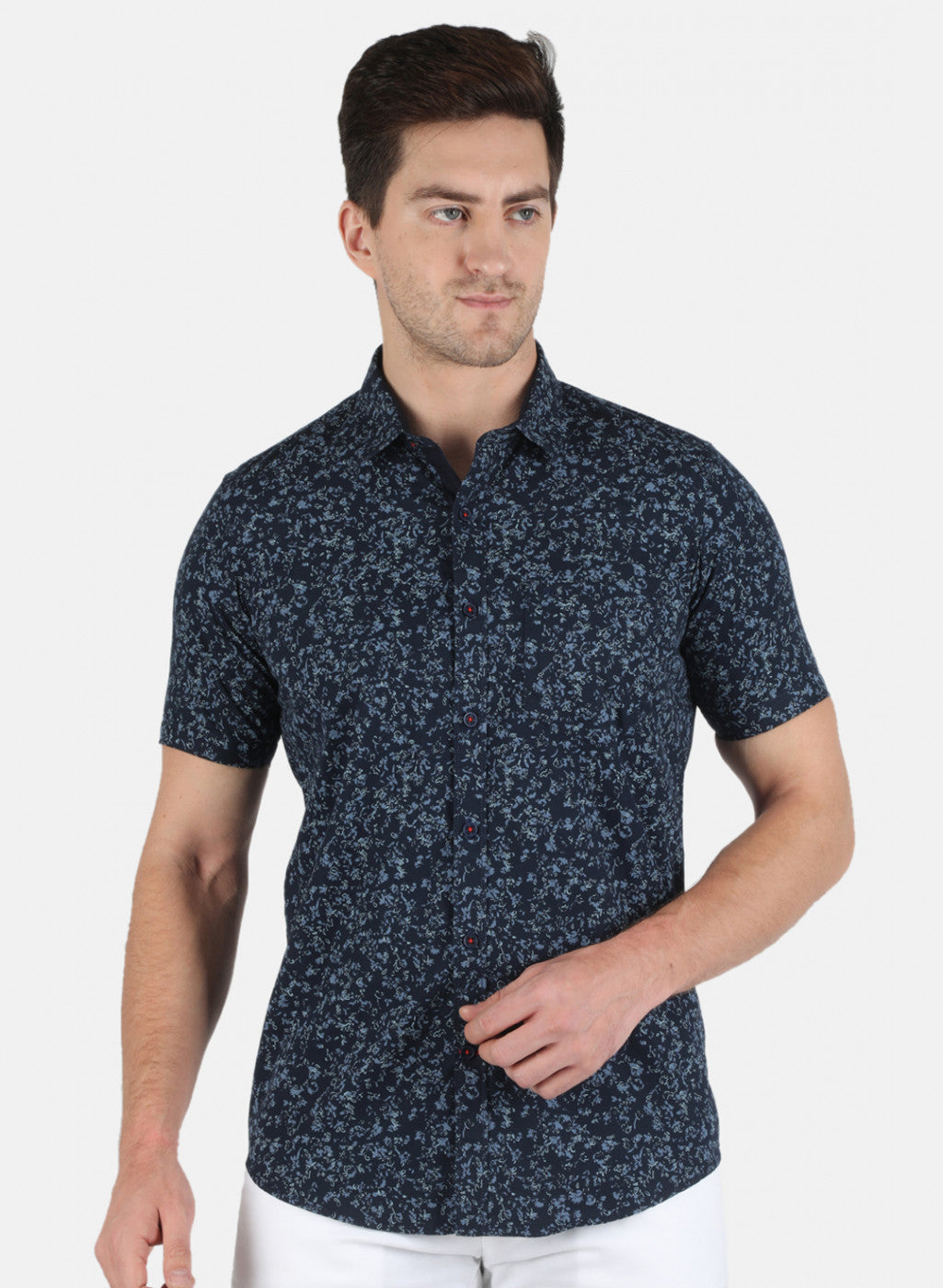 Men NAvy Blue Printed Shirt