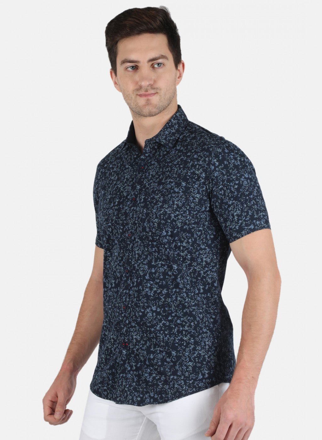 Men NAvy Blue Printed Shirt