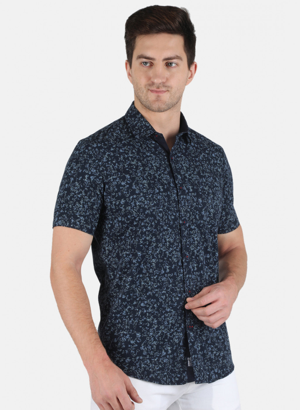 Men NAvy Blue Printed Shirt