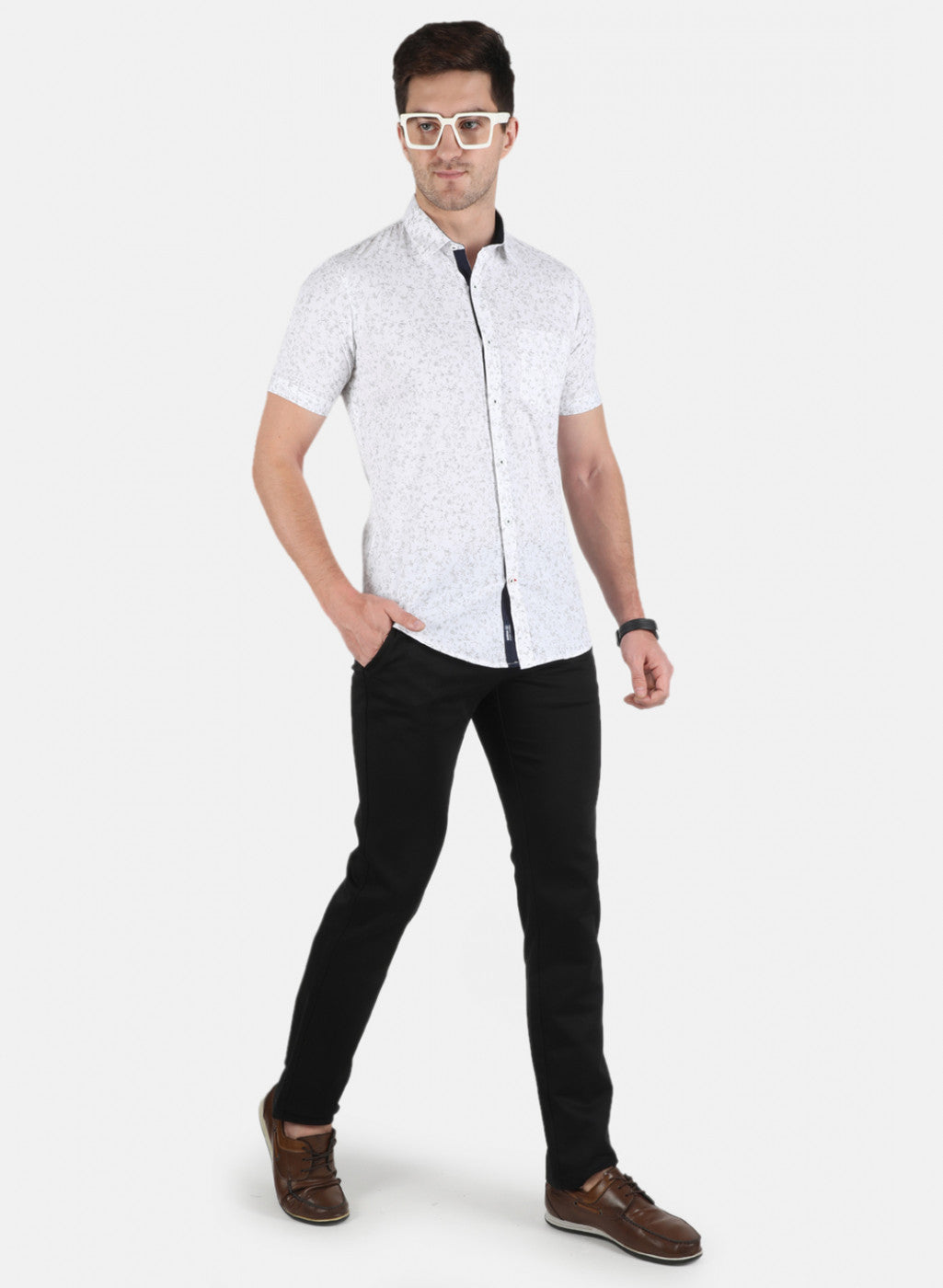 Men White Printed Shirt