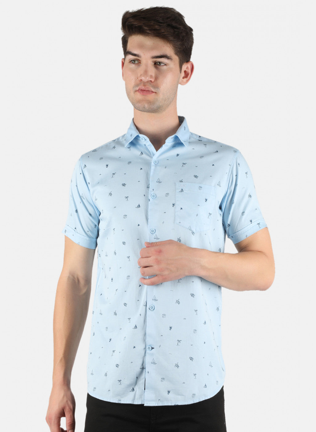 Men Blue Printed Shirt